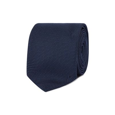 Navy pin dot skinny tie